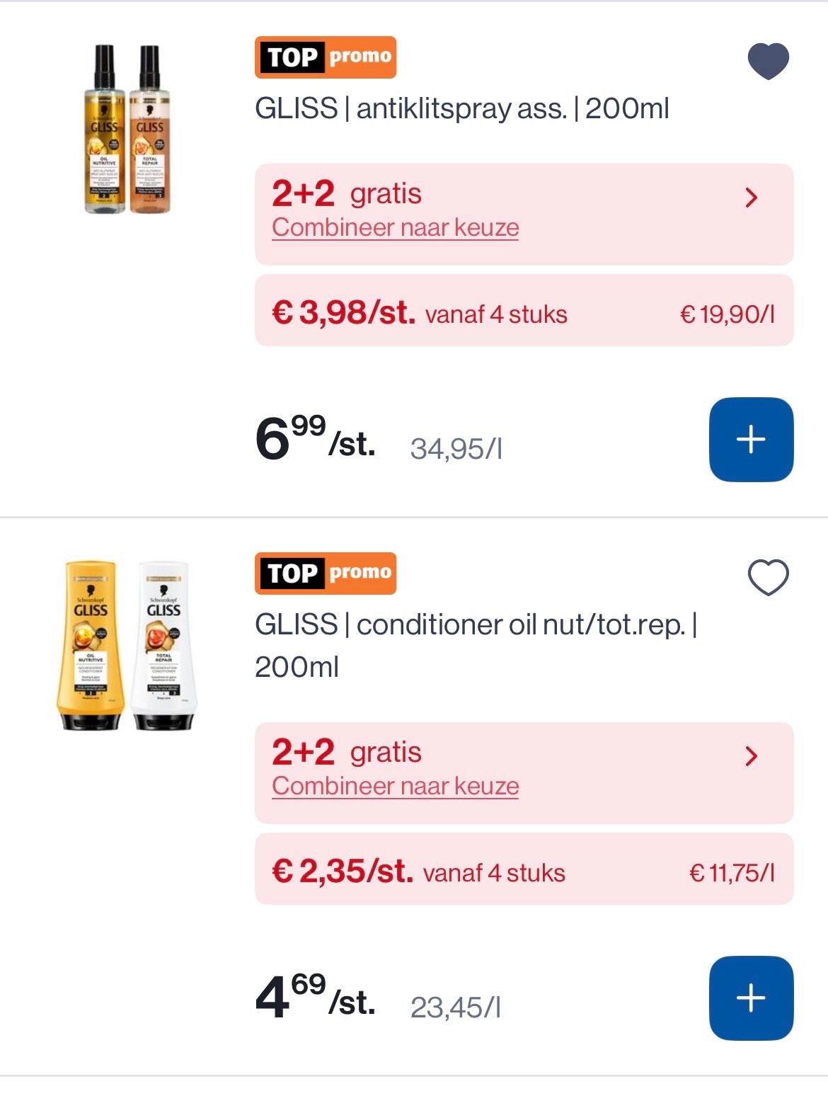 Verschillende Gliss producten in promo
