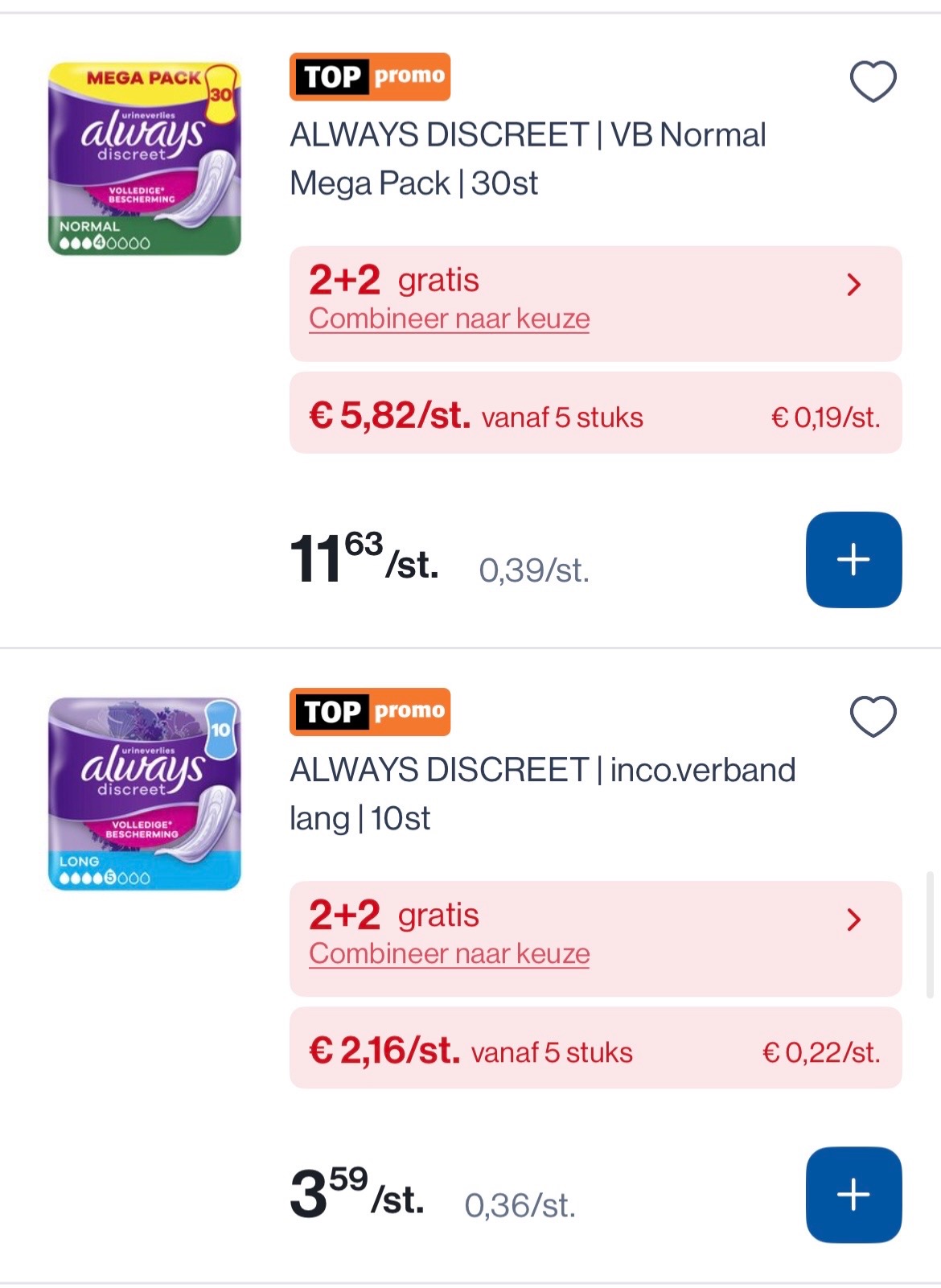 Always producten met dubbele korting