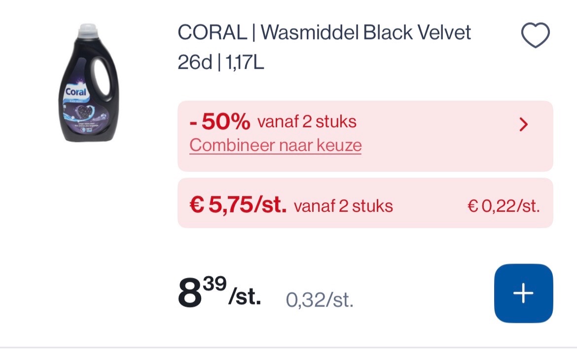 Coral wasmiddel black velvet 26 d goedkope met 50% erbovenop