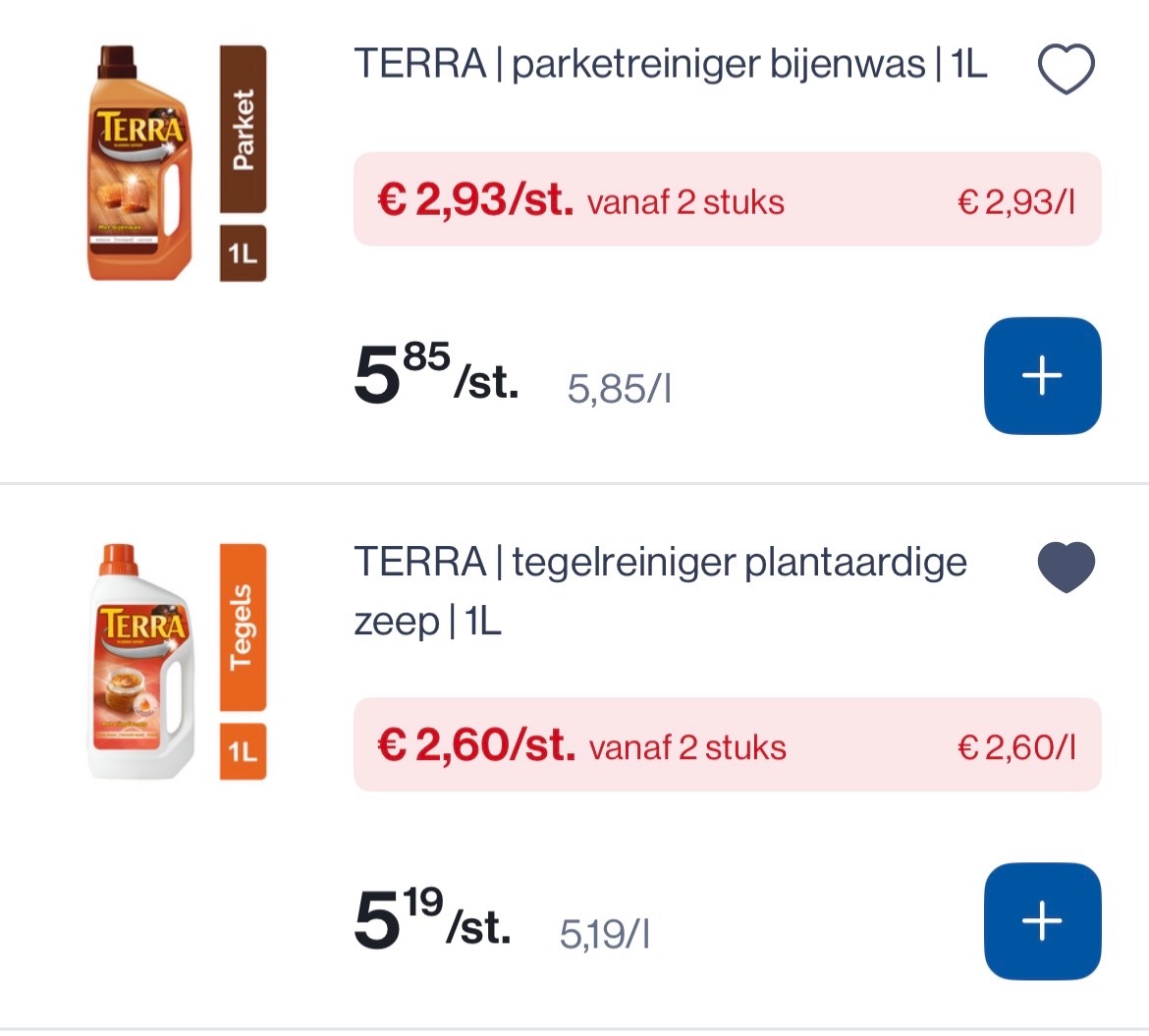 Terra reinigers -50% bij Colruyt