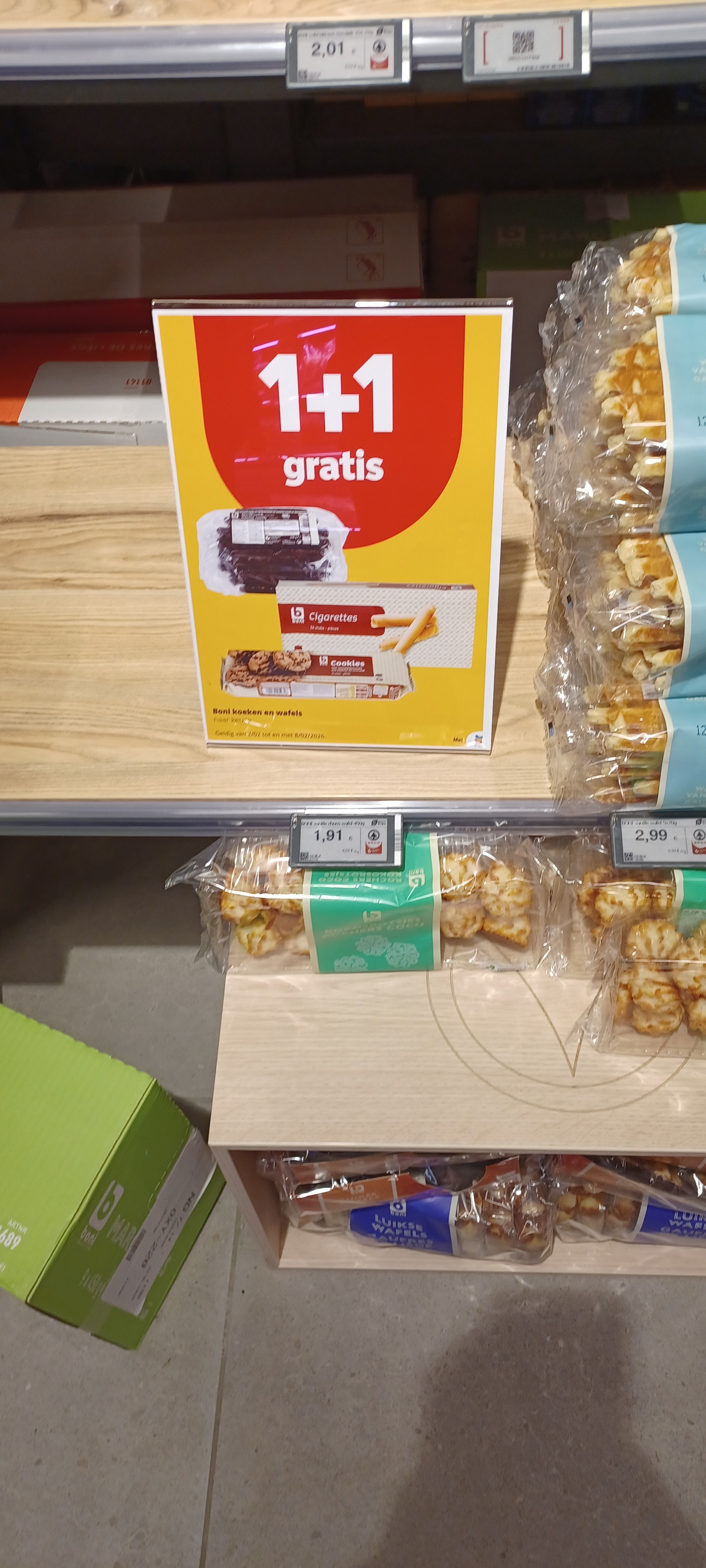 1 plus 1 gratis op boni wafels en koeken