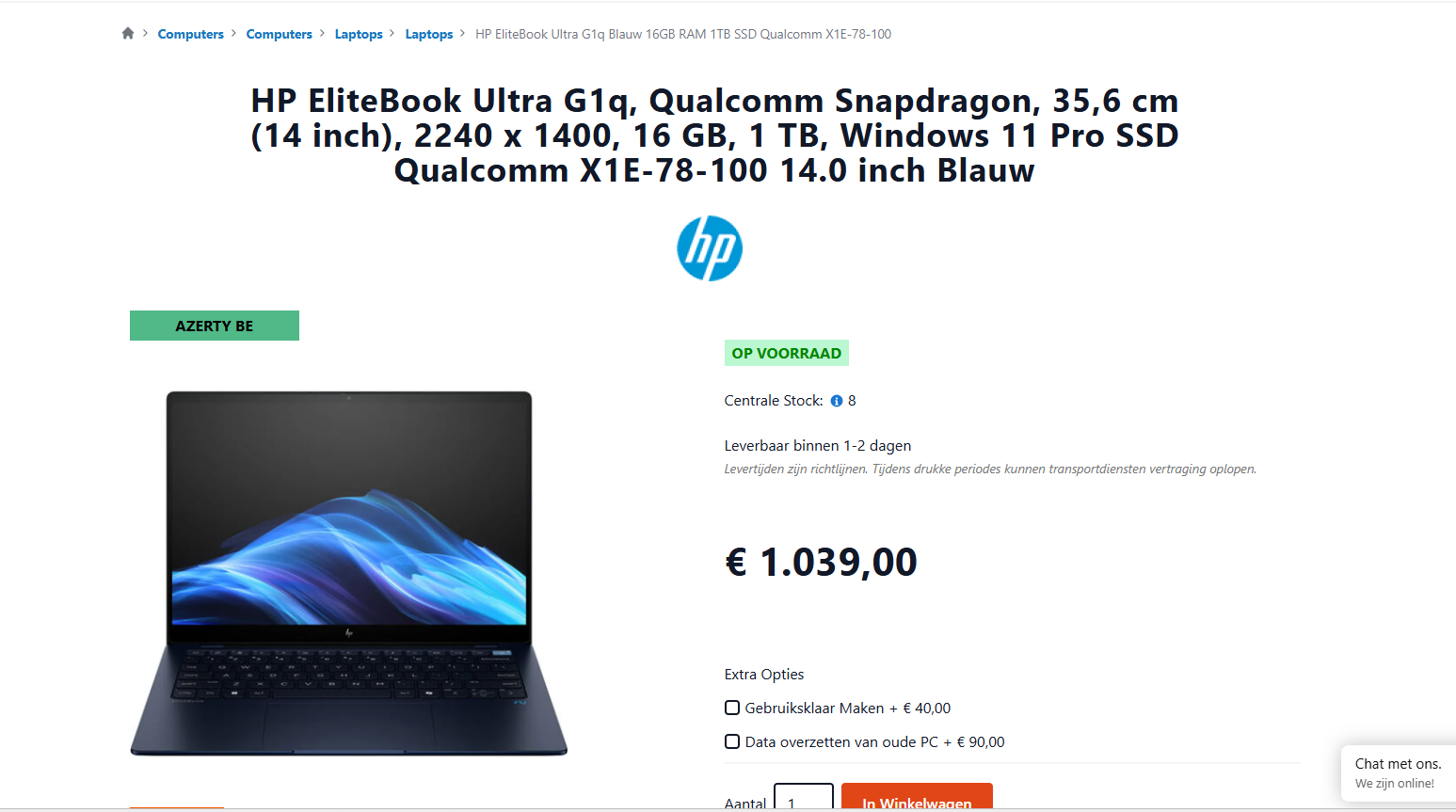 Laptop: HP EliteBook Ultra