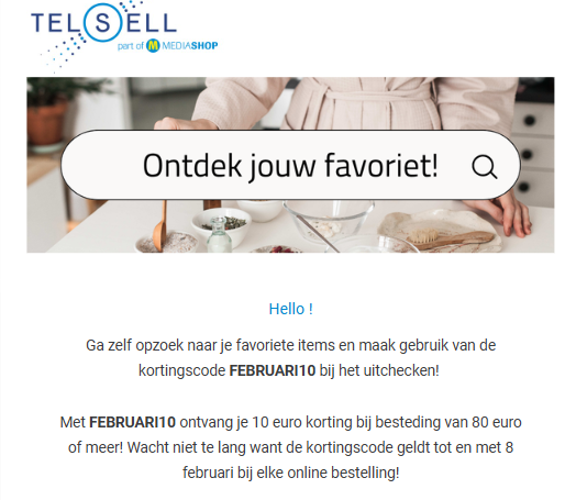 Tel sell: €10 korting