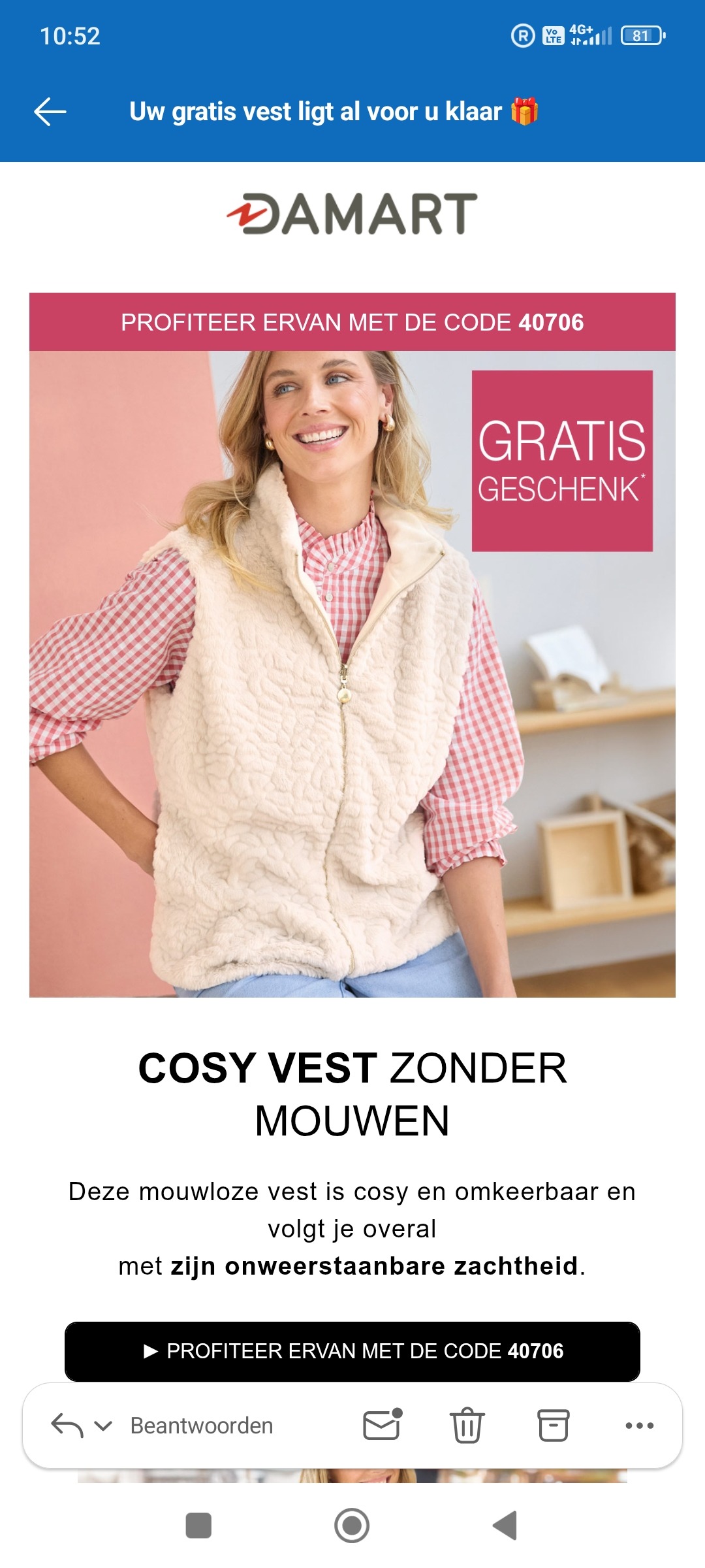 Gratis vest zonder mouwen bij damart