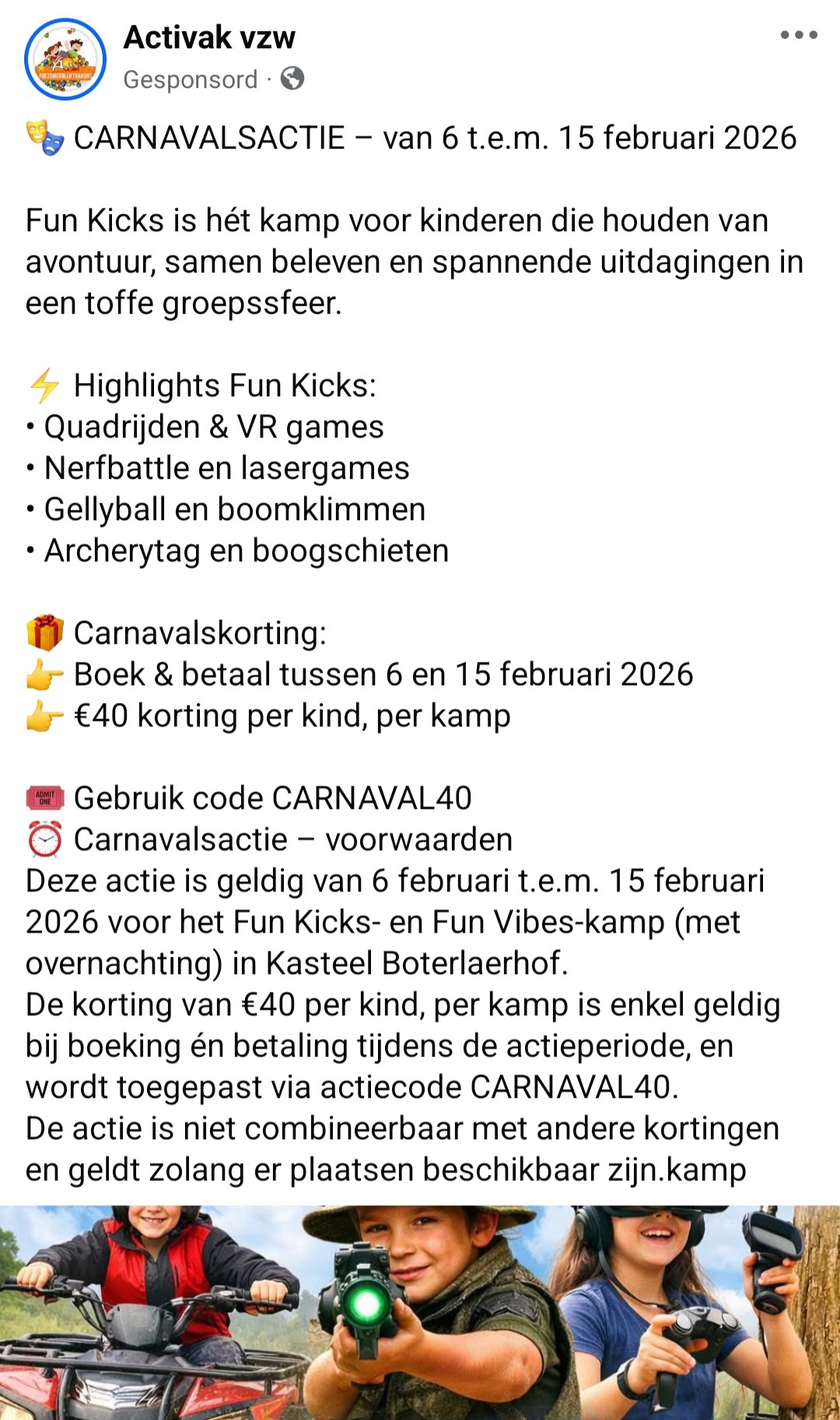 Fun Kicks: kamp voor kinderen die houden van avontuur,