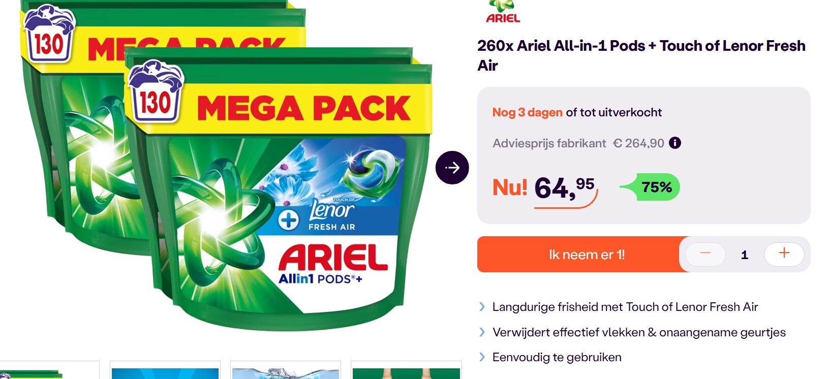 Ariel pods 260x -75% op iBood.com