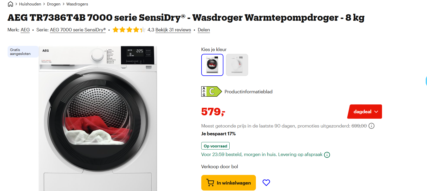 Wasdroger AEG TR7386T4B