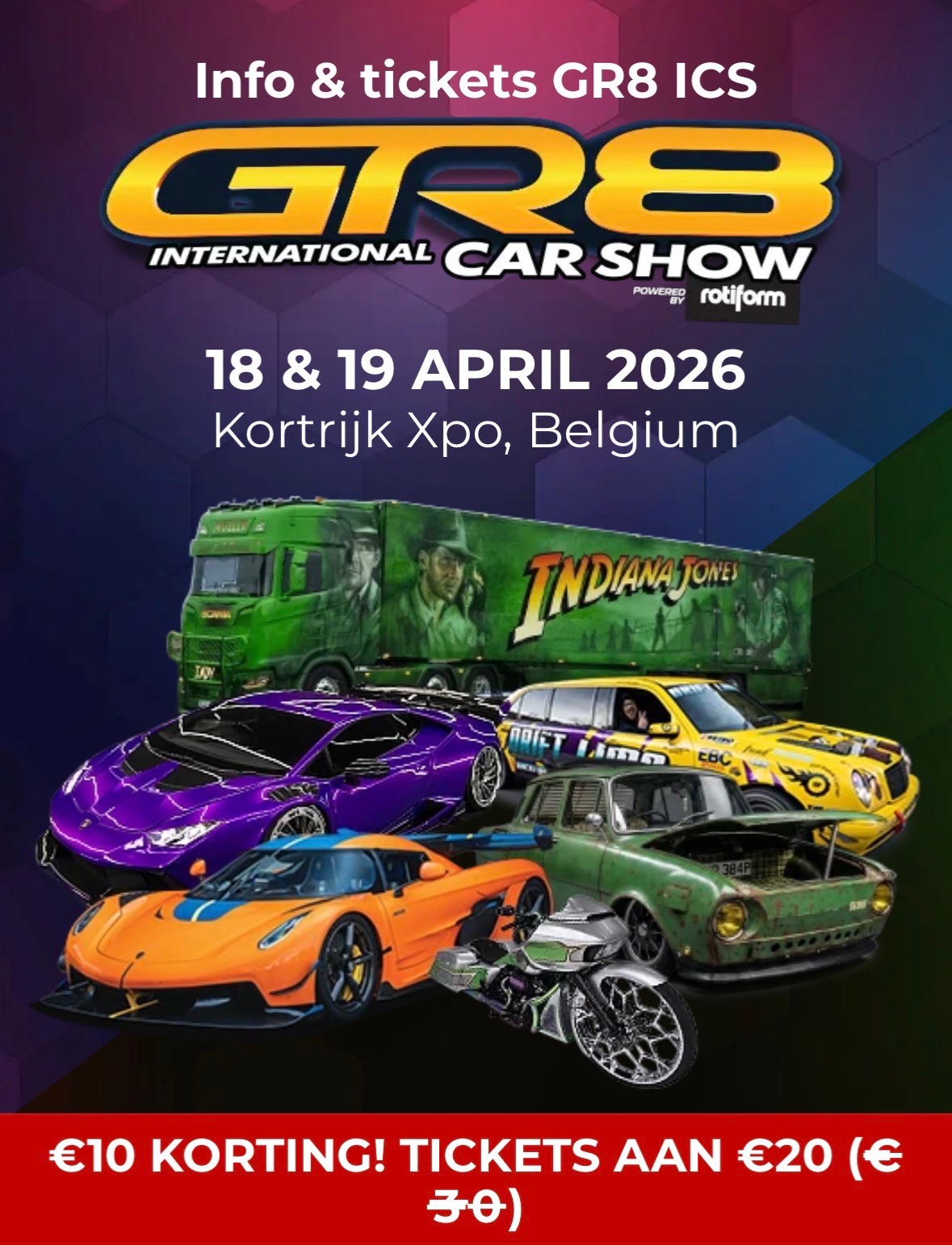 Met korting naar GR8 International Car Show Kortrijk
