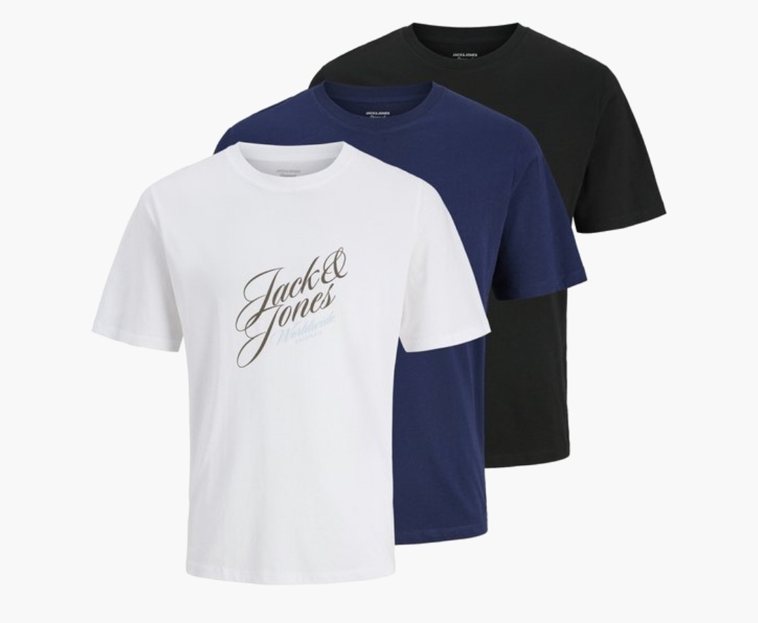 3 Jack & Jones t-shirts vanaf 11,20€ of 3,73€ per stuk!