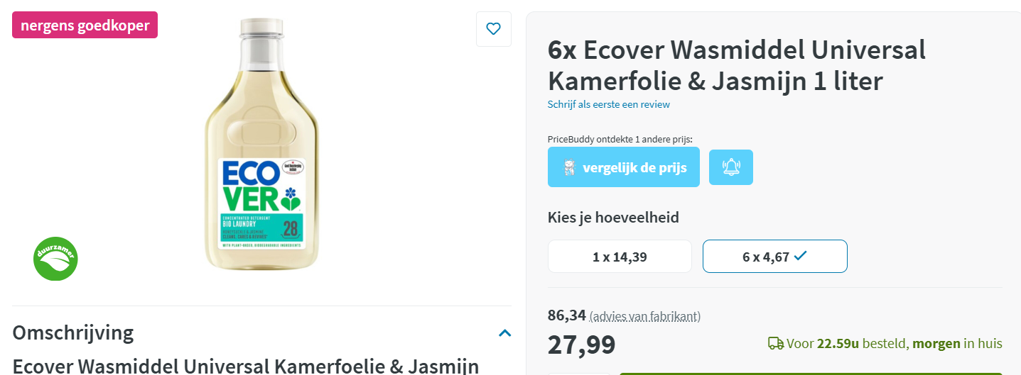Verschillende Ecover producten goedkoopst bij Plein