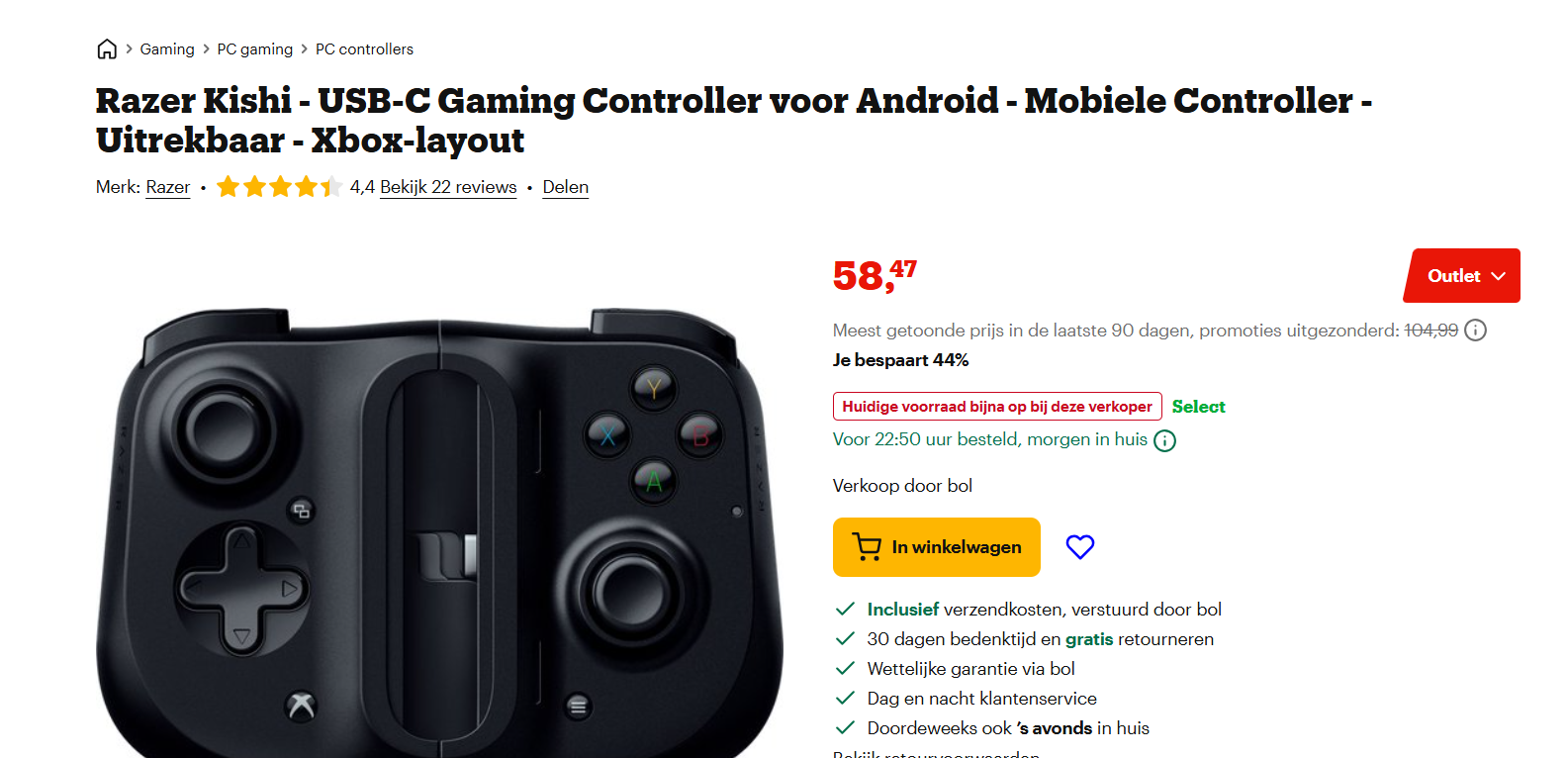 Razer Kishi - USB-C Gaming Controller voor Android en Iphone