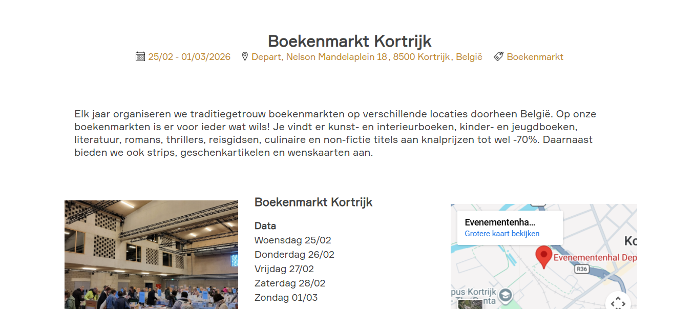 Boekenmarkt in Kortrijk Uitgeverij Lannoo en boekhandel Theoria