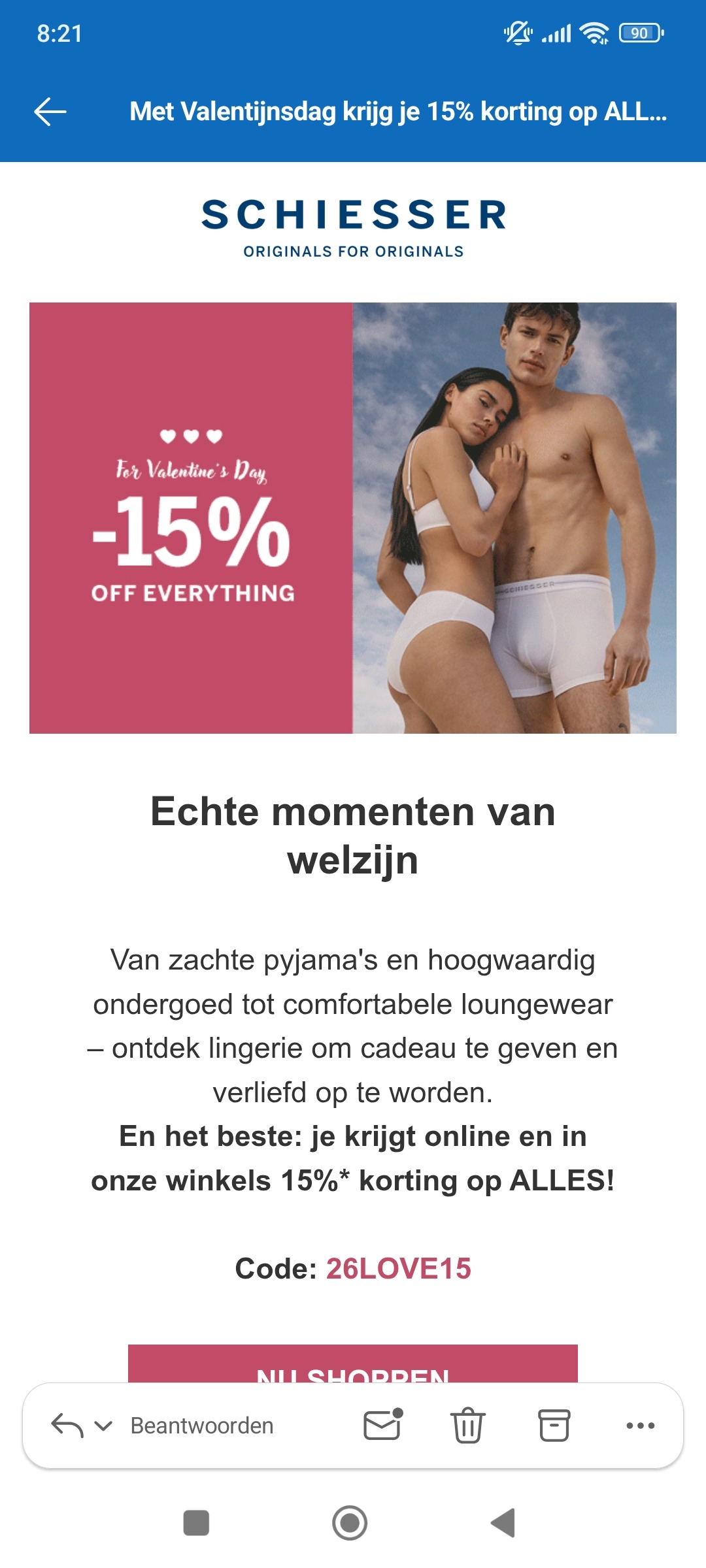 Schiesser: 15% korting