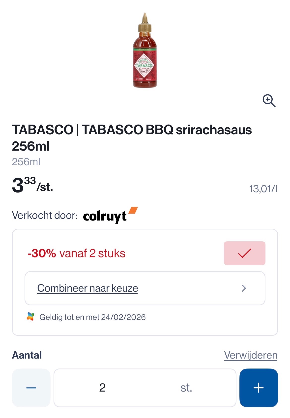 Tabasco goedkoper + coupon