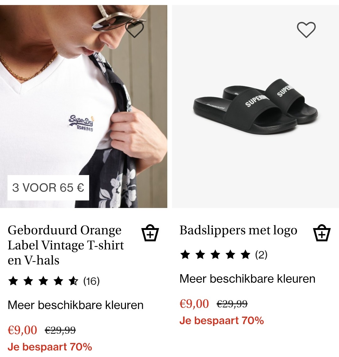 70% korting op Superdry kleding