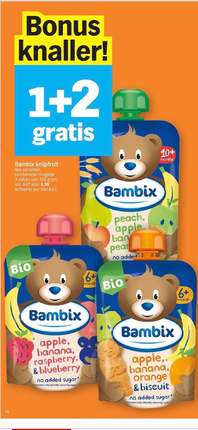 1+2 gratis Bambix knijpzakjes bij Albert Heijn