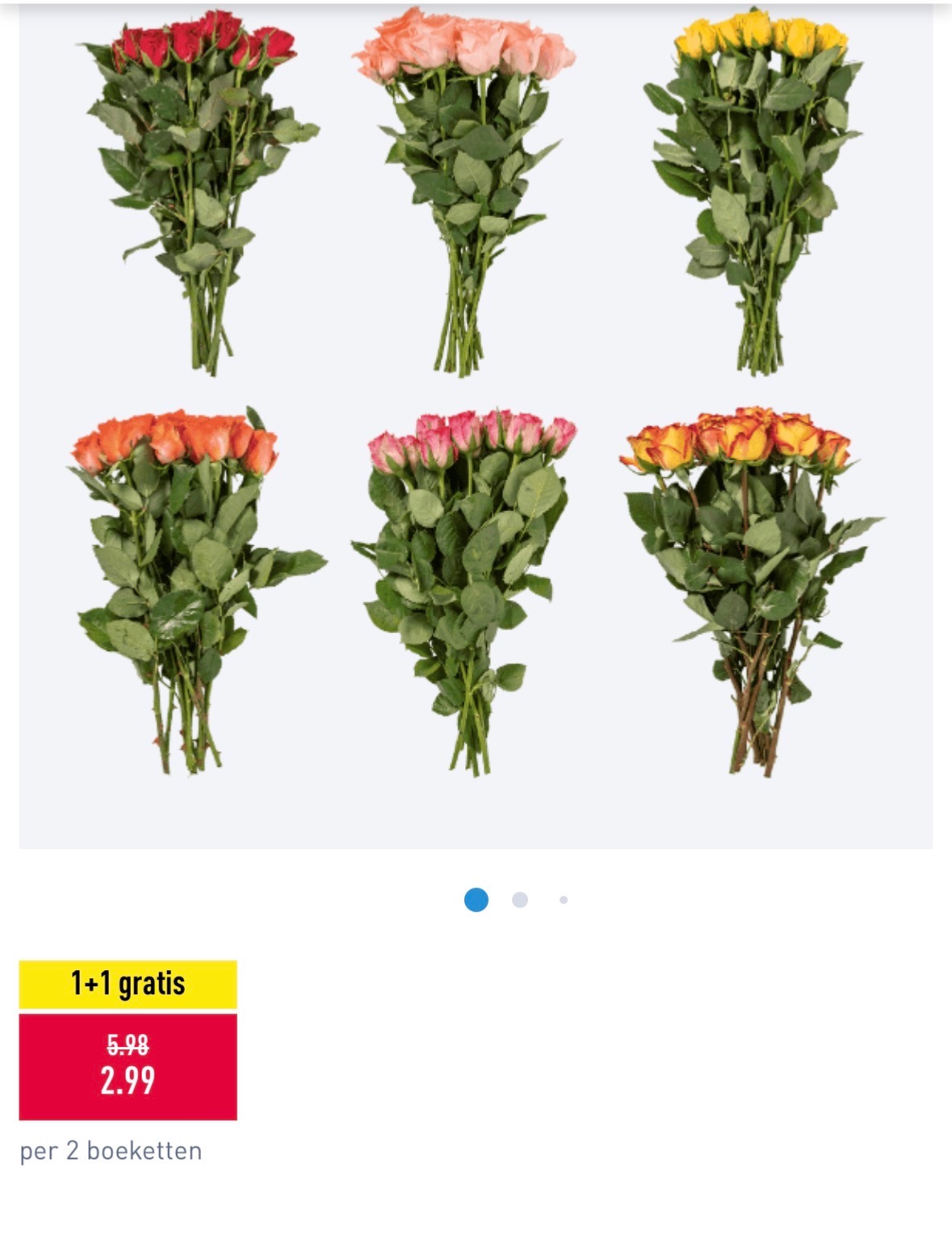 1 + 1 op boeket rozen