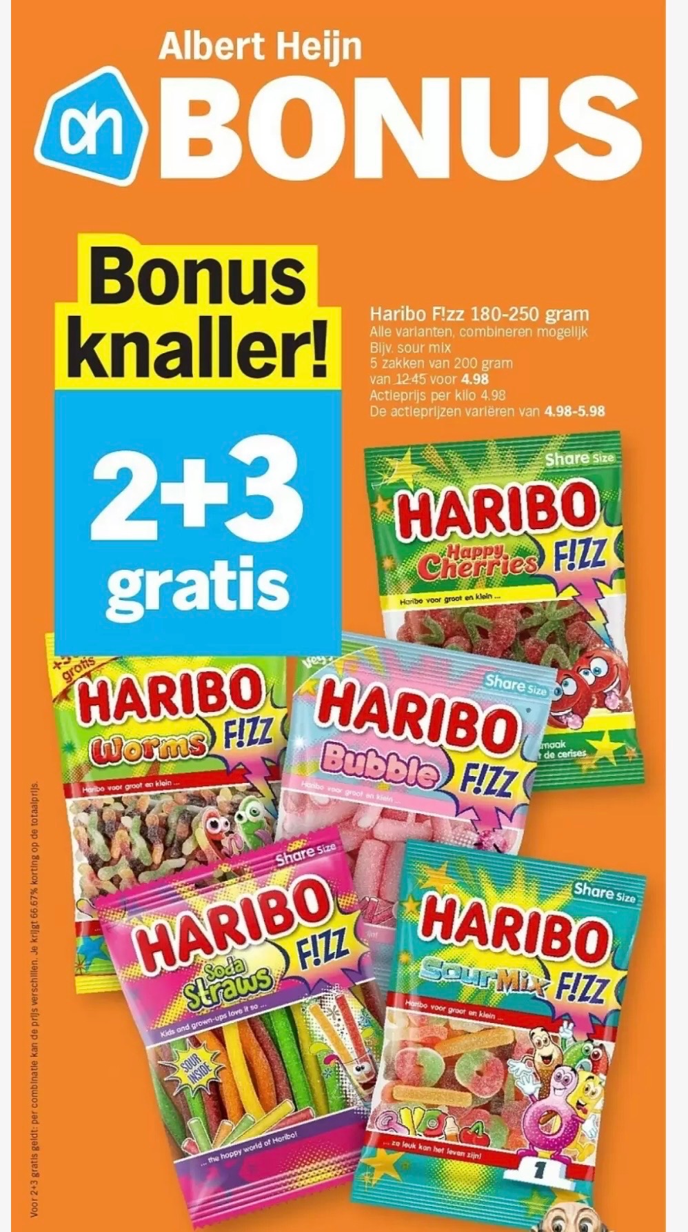 Haribo Fizz snoepjes 180-250 gram 2+3 gratis bij Albert Heijn