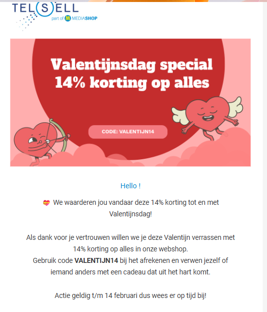 Tel Sell: 14% korting