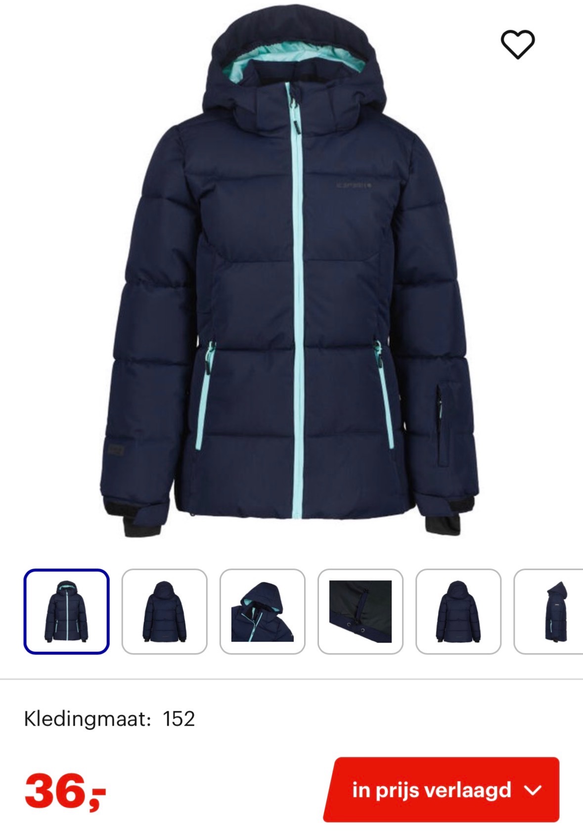 Icepeak meisjesjas maat 152