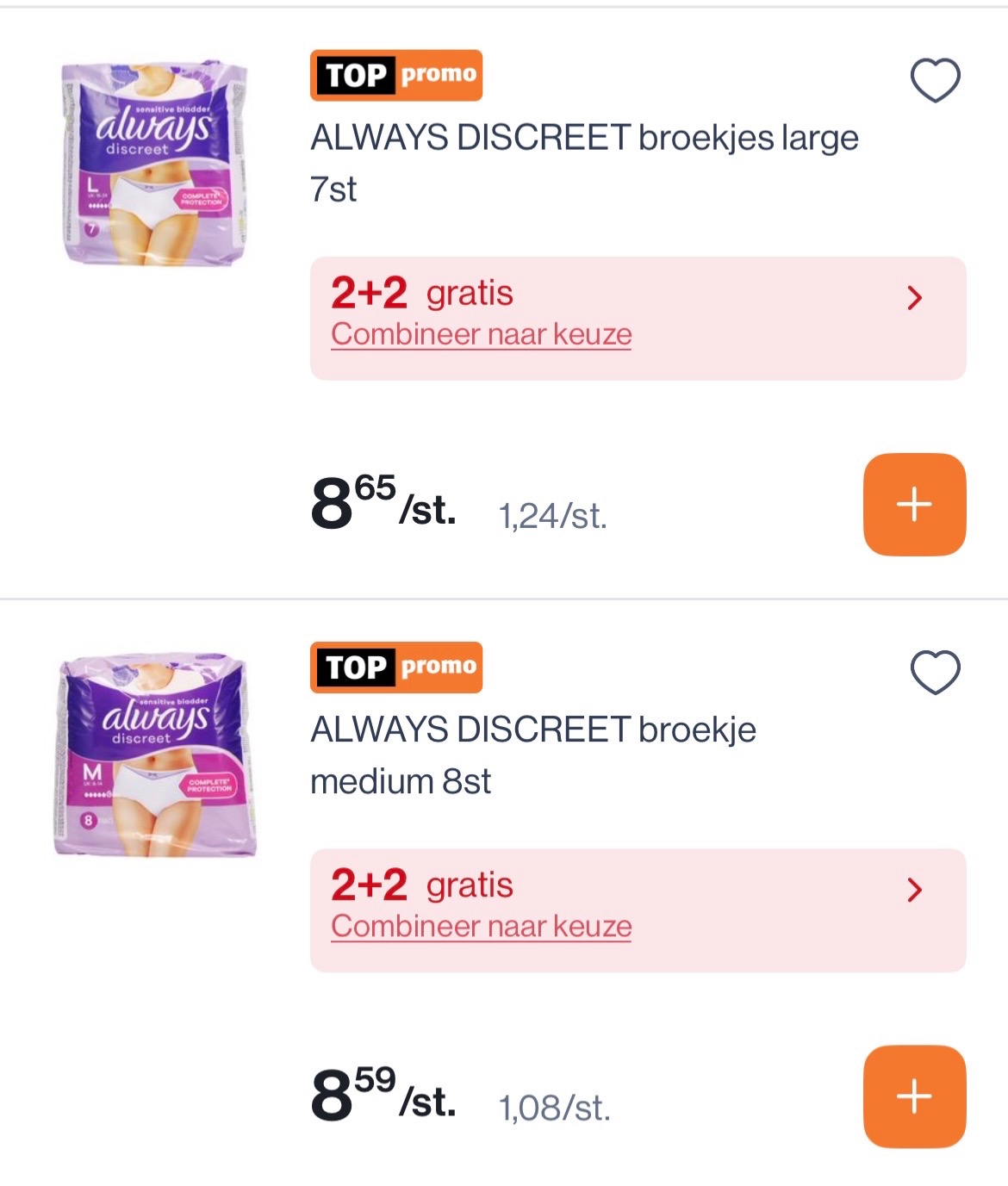 Always discreet broekjes in promo in combi met coupon