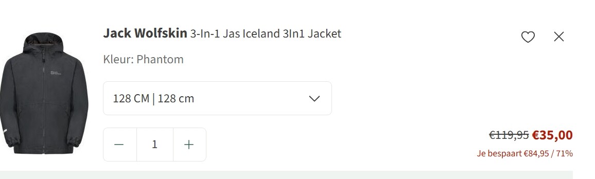 Jack wolfskin 3in1 jas iceland 3in1 jacket -71%