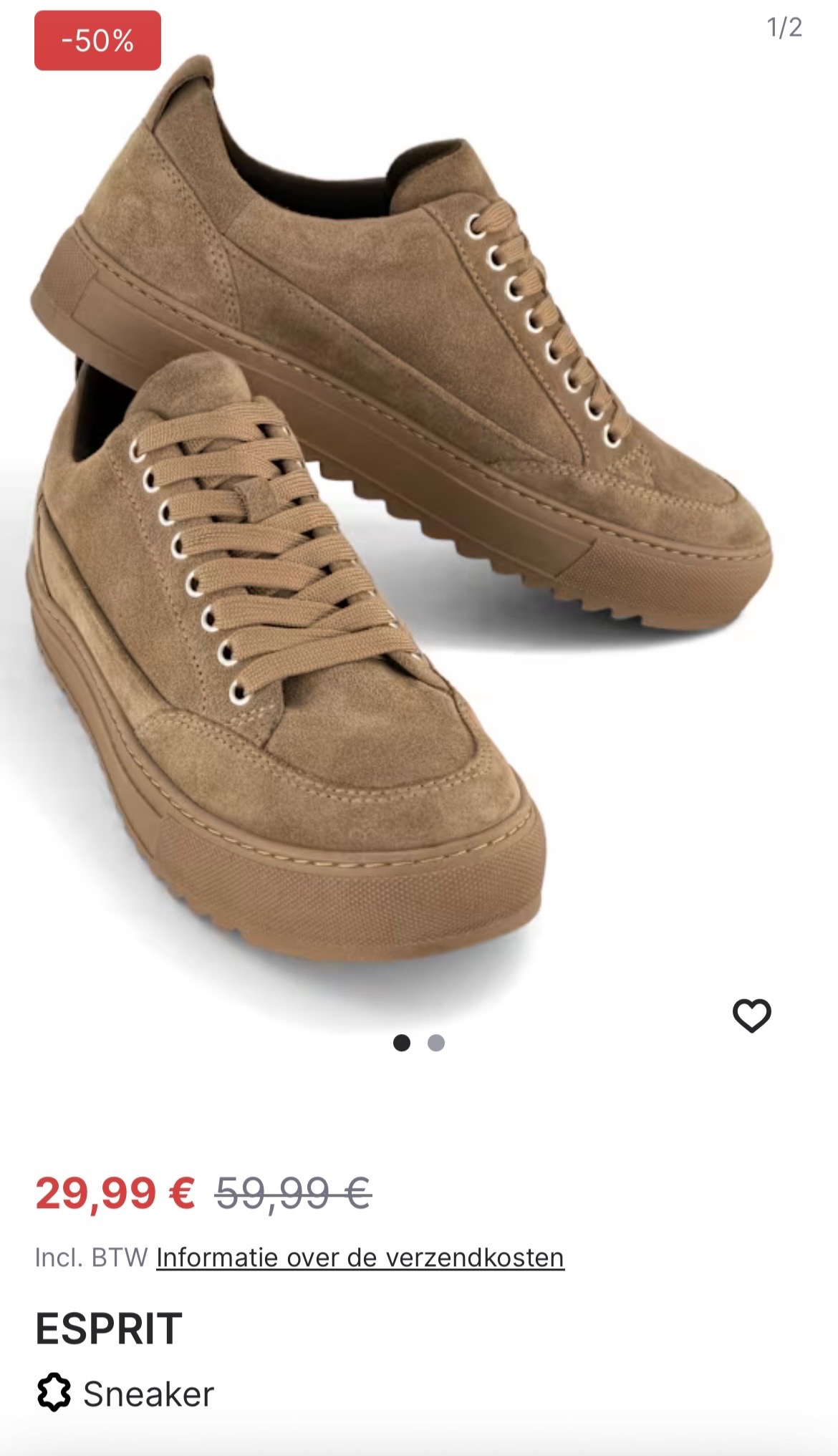 Esprit sneaker -50% op vanharen.be