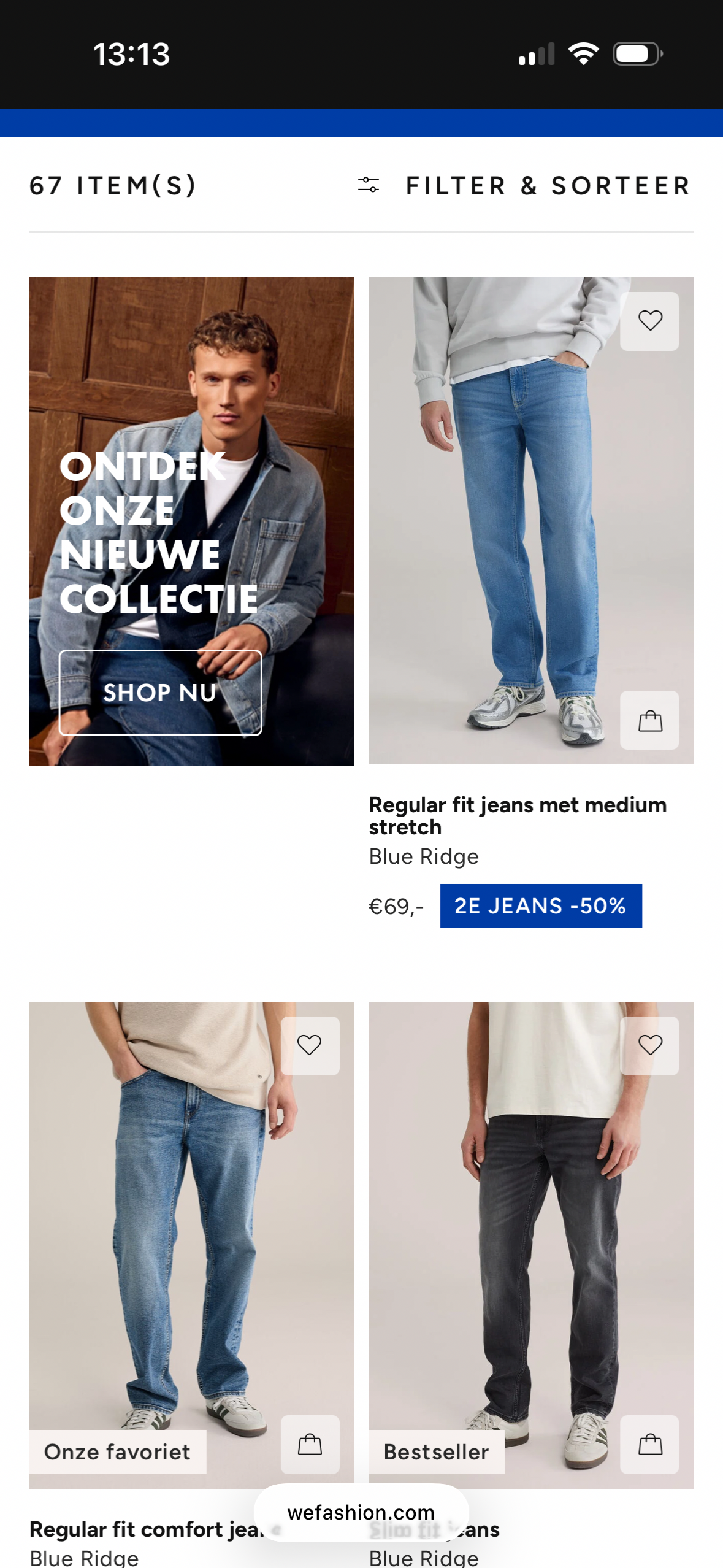 Actie op herenjeans