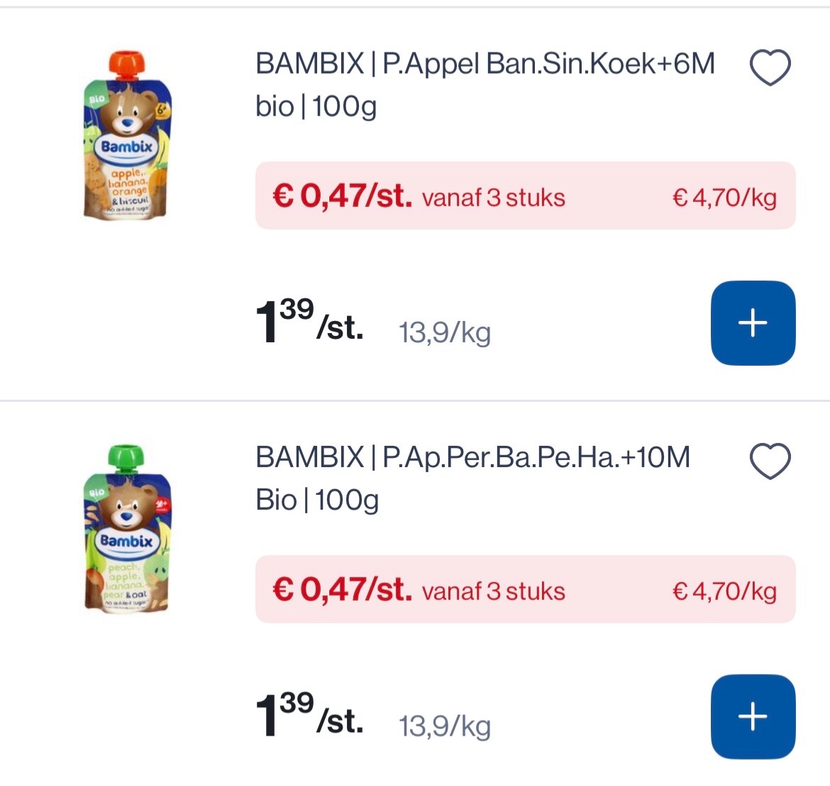 Bambix knijpzakjes voor slechts 0,47€/stuk