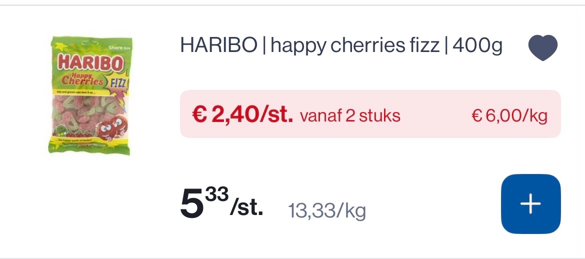 Haribo happy cherries Fizz 400 gram goedkoper