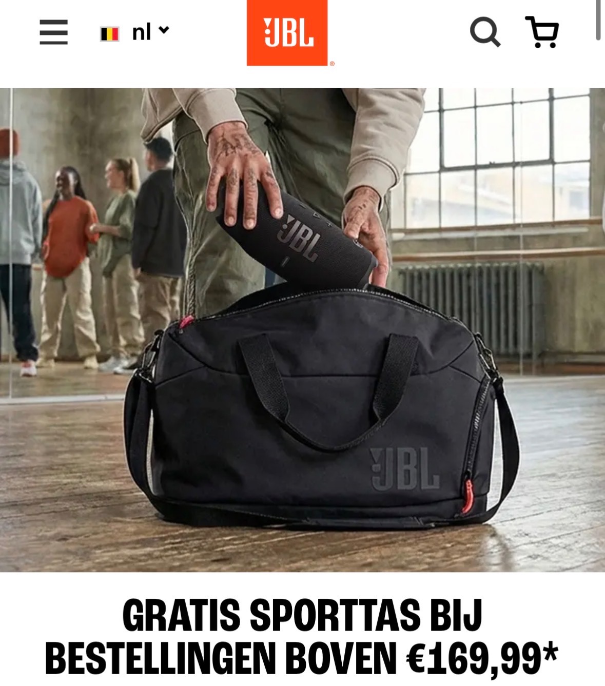 Gratis sporttas JBL bij aankoop