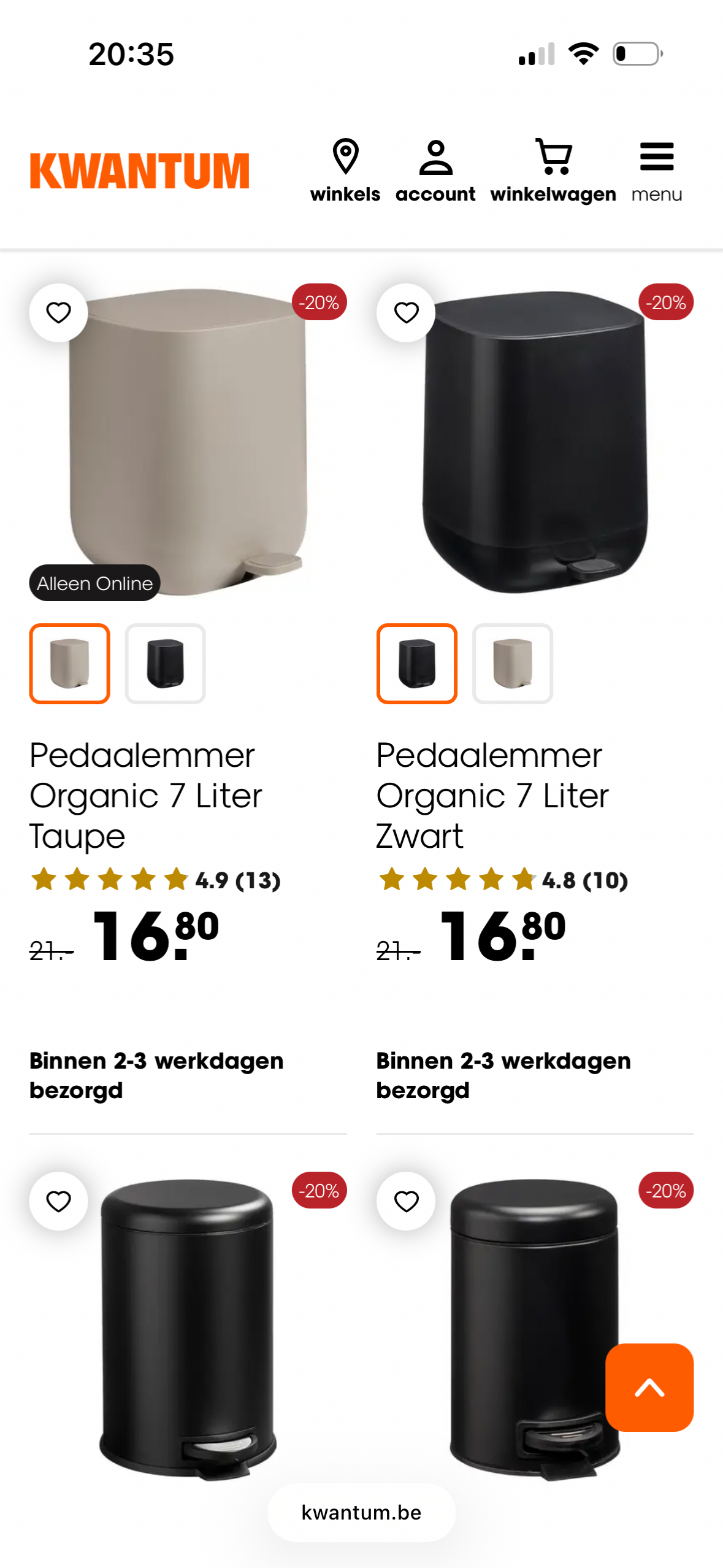 Actie op pedaal emmers