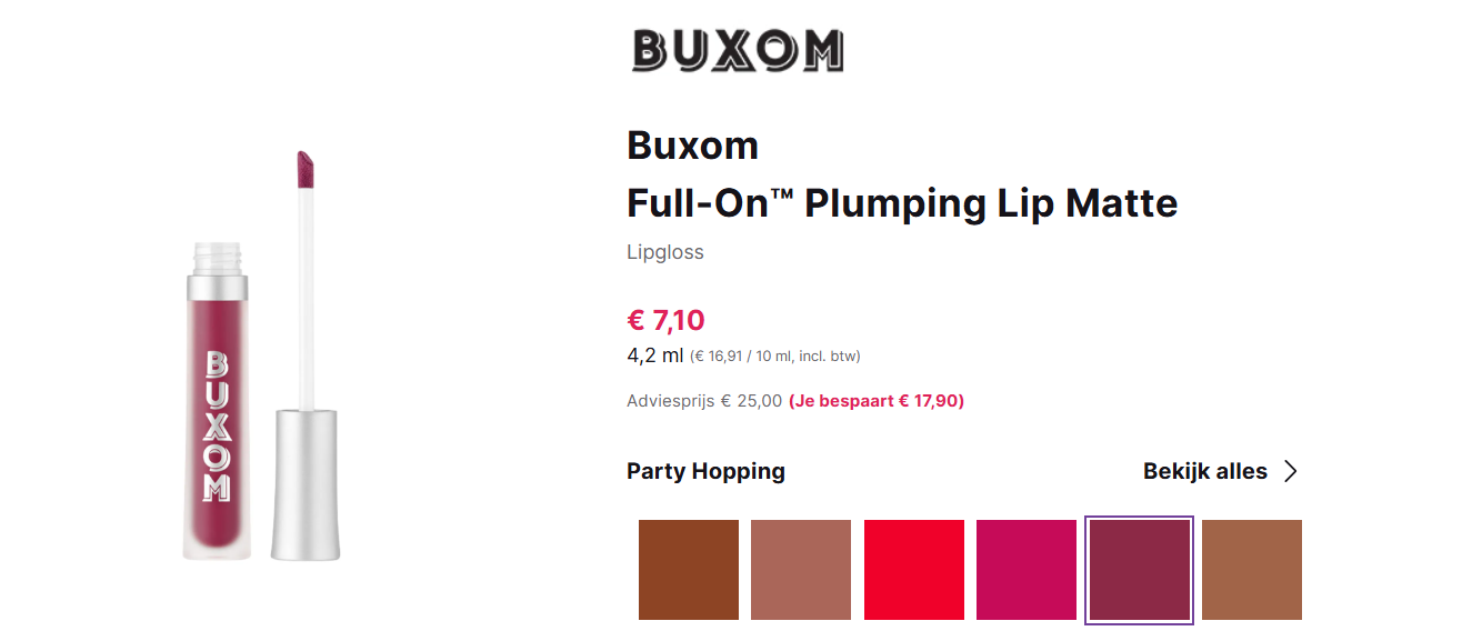 17.10€ korting op lipgloss! Keuze uit meerdere kleuren