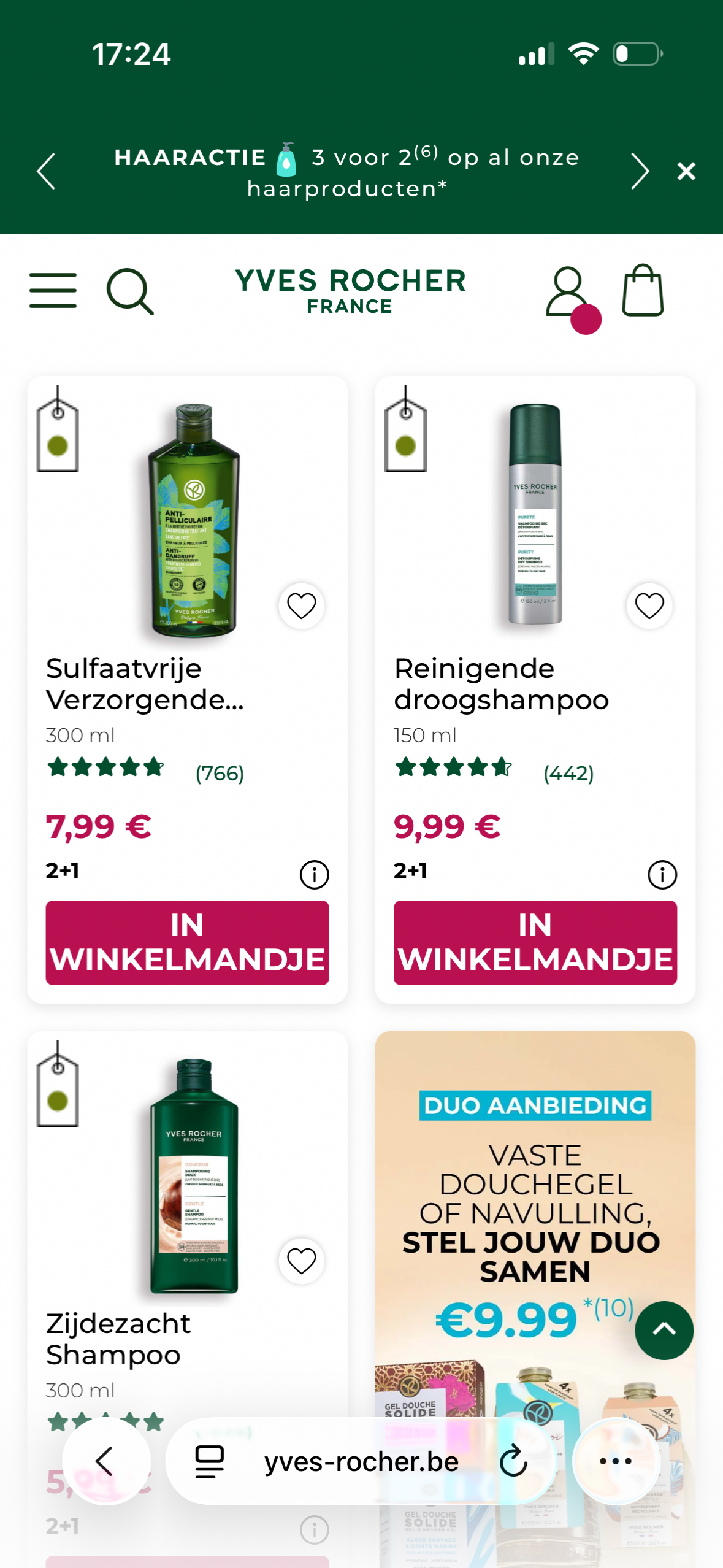 Actie op haarproducten