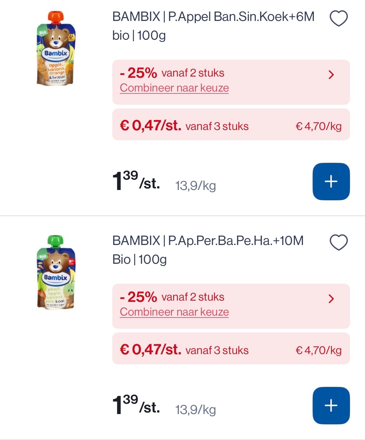 Bambix knijpzakjes in promo met 25% extra