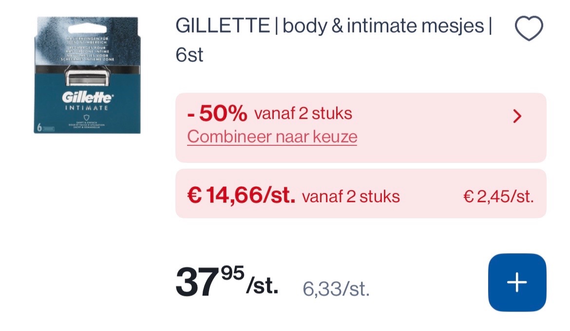 Gillette body & Intimate mesjes 6 stuks met mooie korting