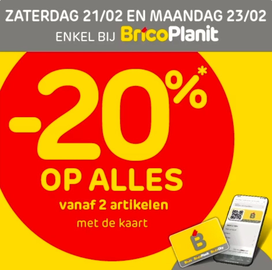 20% korting op alles bij BricoPlanit