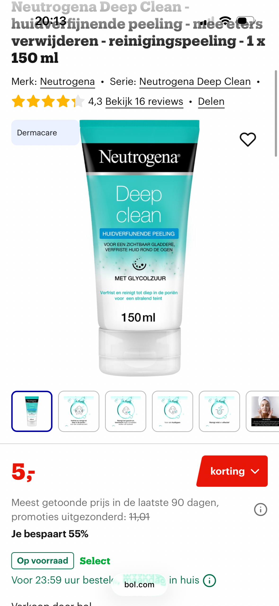 Neutrogena Deep Clean - huidverfijnende peeling - mee eters verwijderen -55%