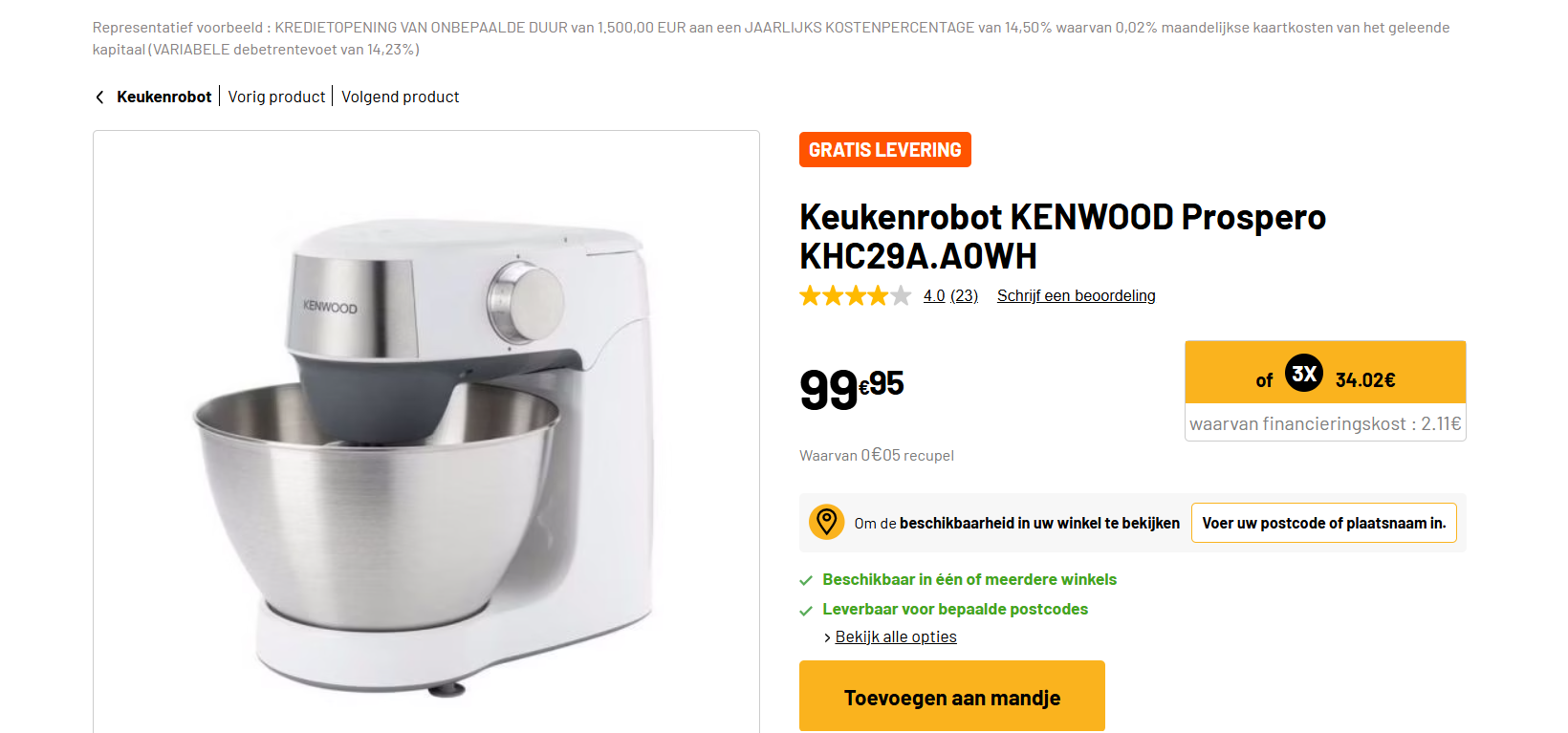 Keukenrobot KENWOOD Prospero KHC29A.A0WH