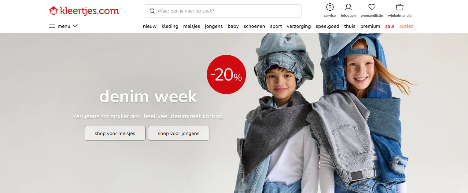 kleertjes.com: 20% korting op denim
