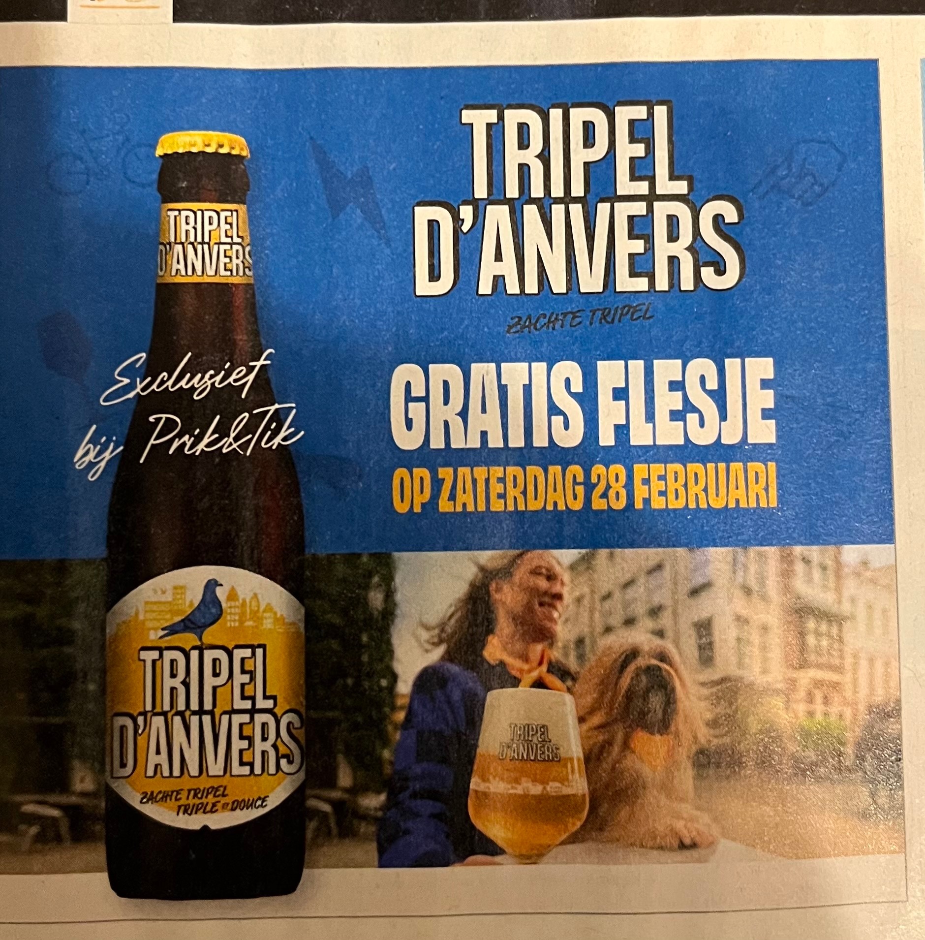 Gratis flesje tripel d’anvers bij prik en tik op zaterdag 28/2/25