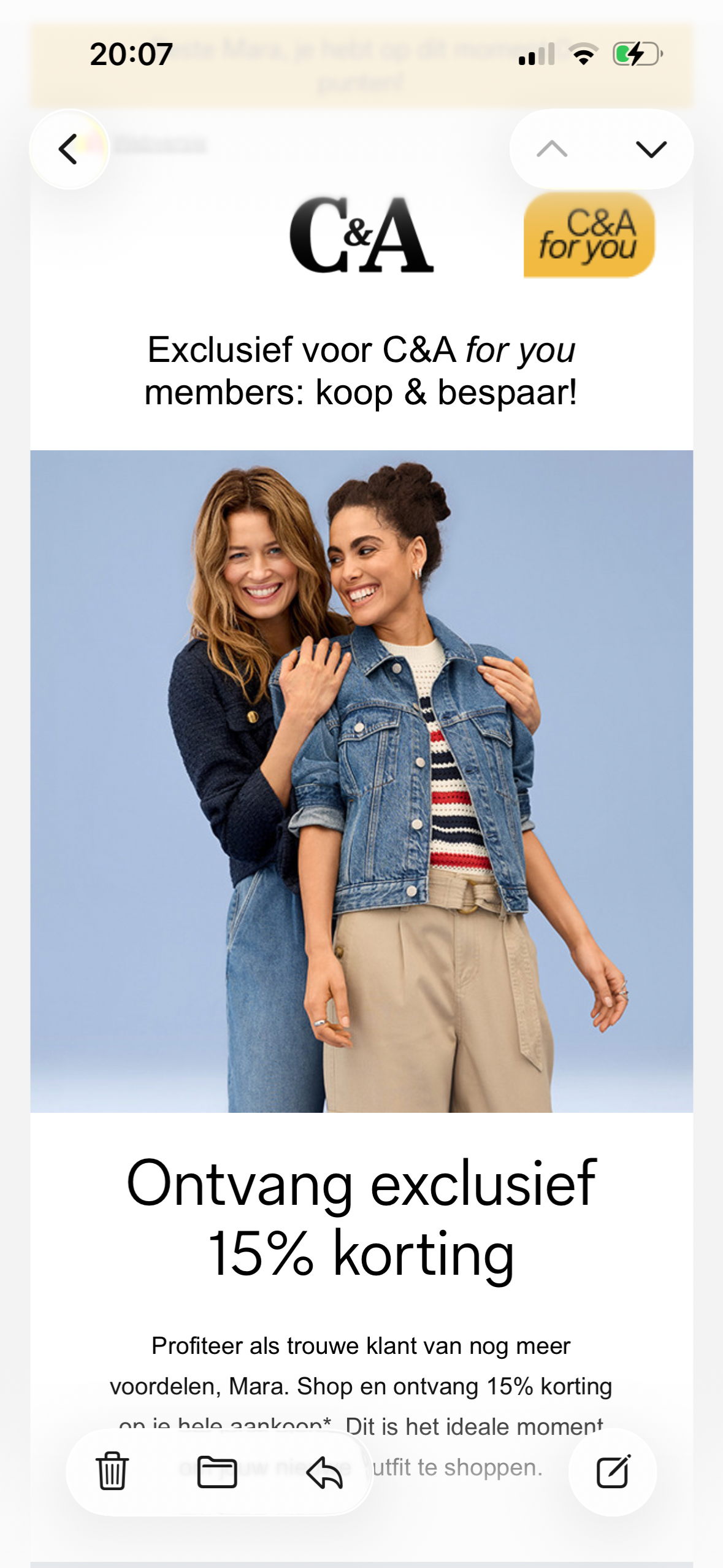 Ontvang exclusief 15% korting Bij C&A