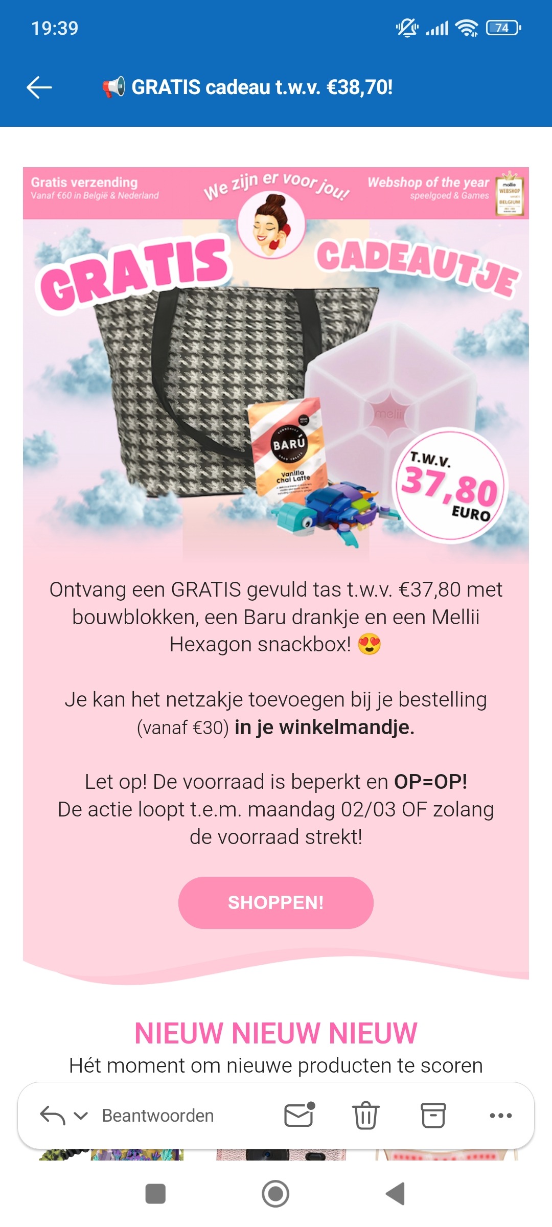 GRATIS gevuld tas t.w.v. €37,80 bij drukke mama's