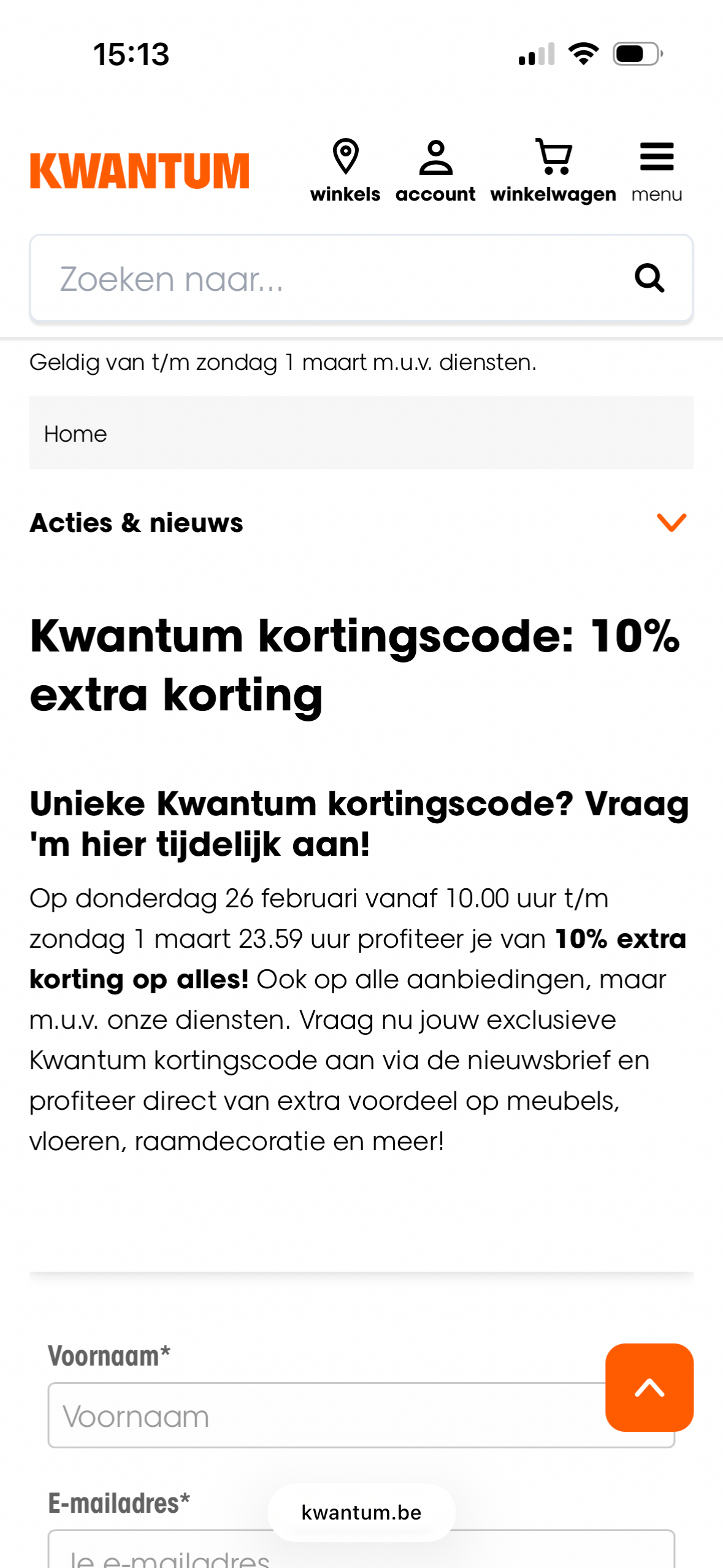 Kwantum kortingscode: 10% extra korting