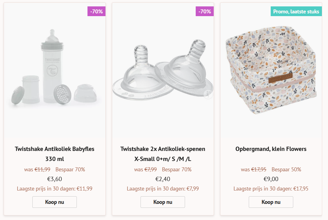 Tot -70% op baby items bij Odette en Odille