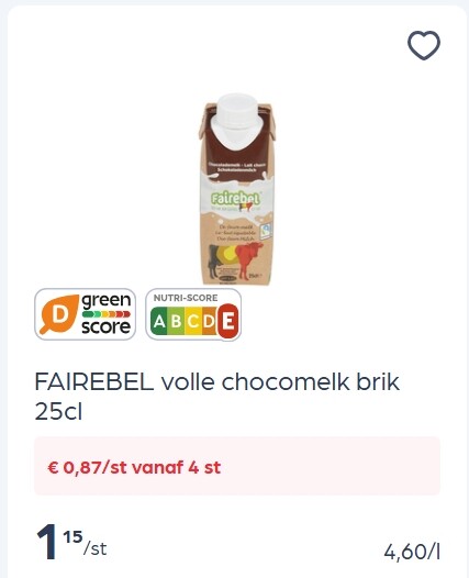Feirebel volle chocomelk bril 25 cl gratis met coupons