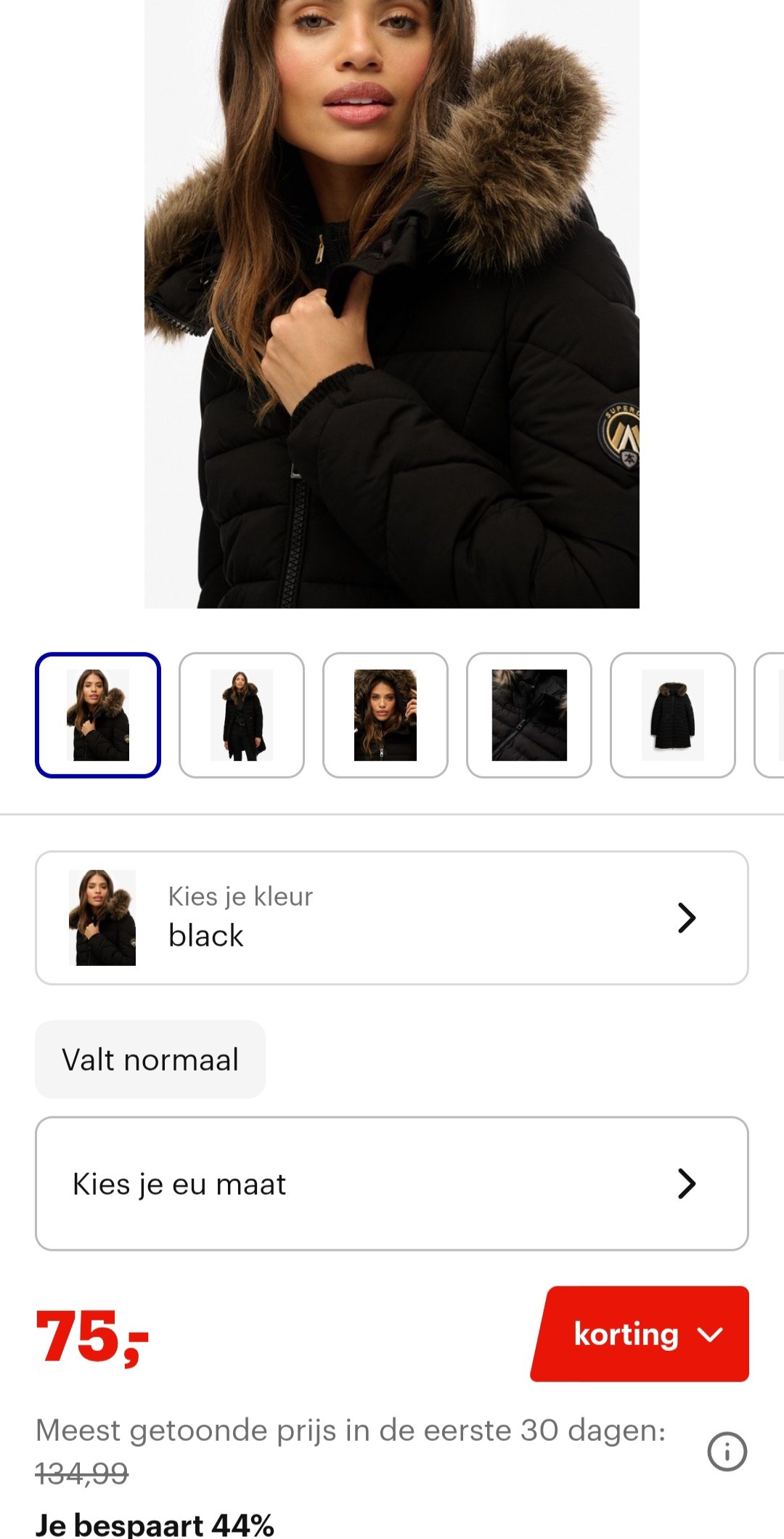 Superdry Fuji Jas Met Capuchon En Imitatiebont maat S -44%