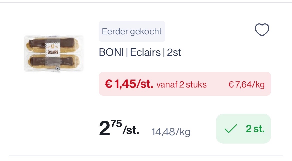 Boni Eclairs 2 stuks voor slechts 1,45€