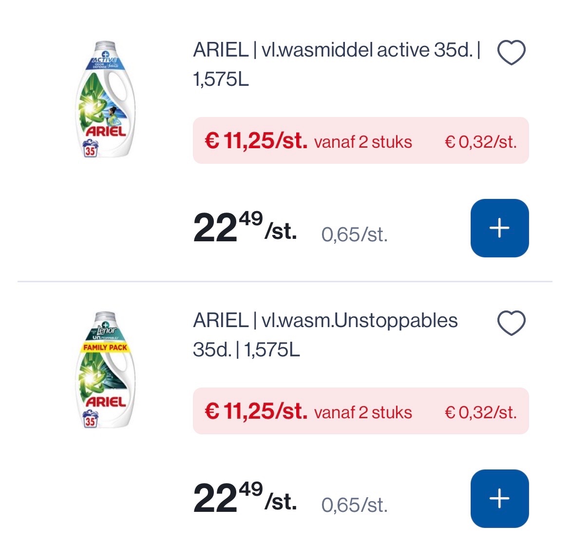 Ariel vloeibaar wasmiddel -50%