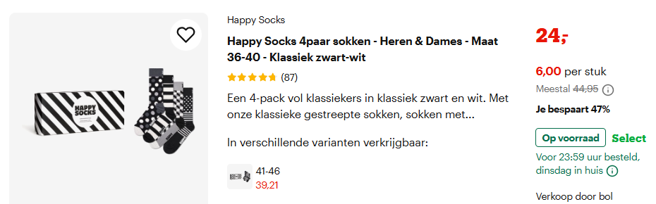 Happy Socks giftset unisex voor maat 36-40 goedkoop bij Bol